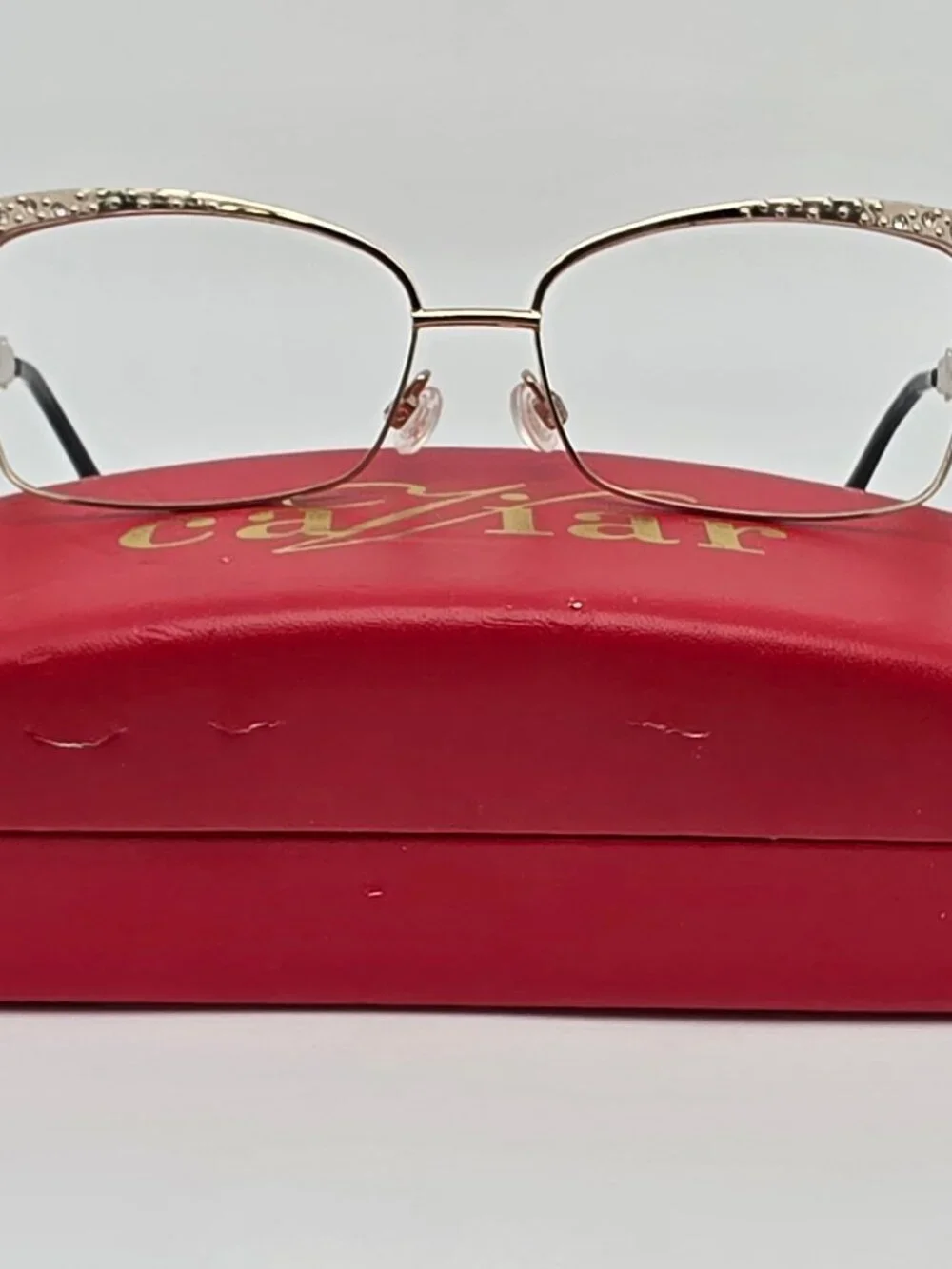 Caviar Champagne Series M5600 C.21 Silver Rhinestone Sunglasses Frame w/ Case
